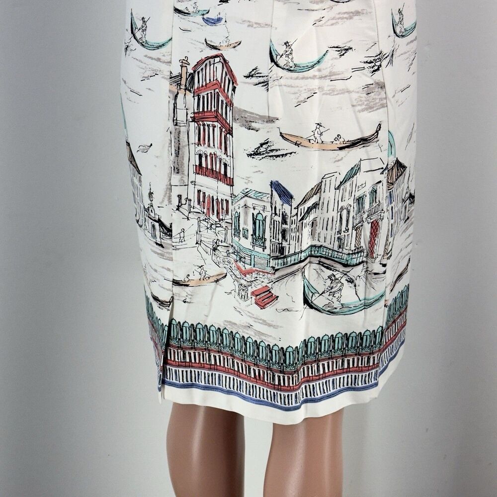 NEW Leslie Fay Venice Gondula Boat White Sleeveless Knee Length Shift Dress 14 - Picture 12 of 17